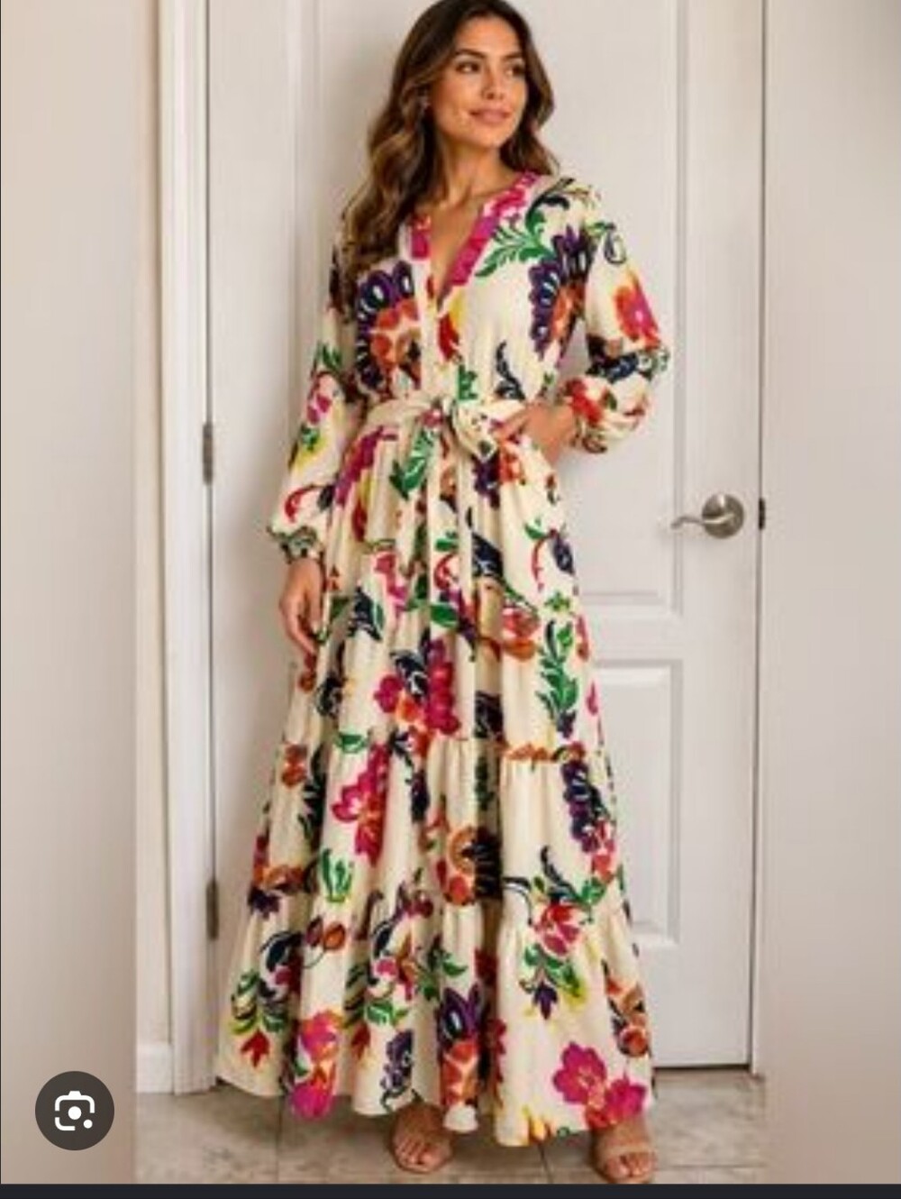 NWT Cream Maxi Dress with Multicolor Floral Print